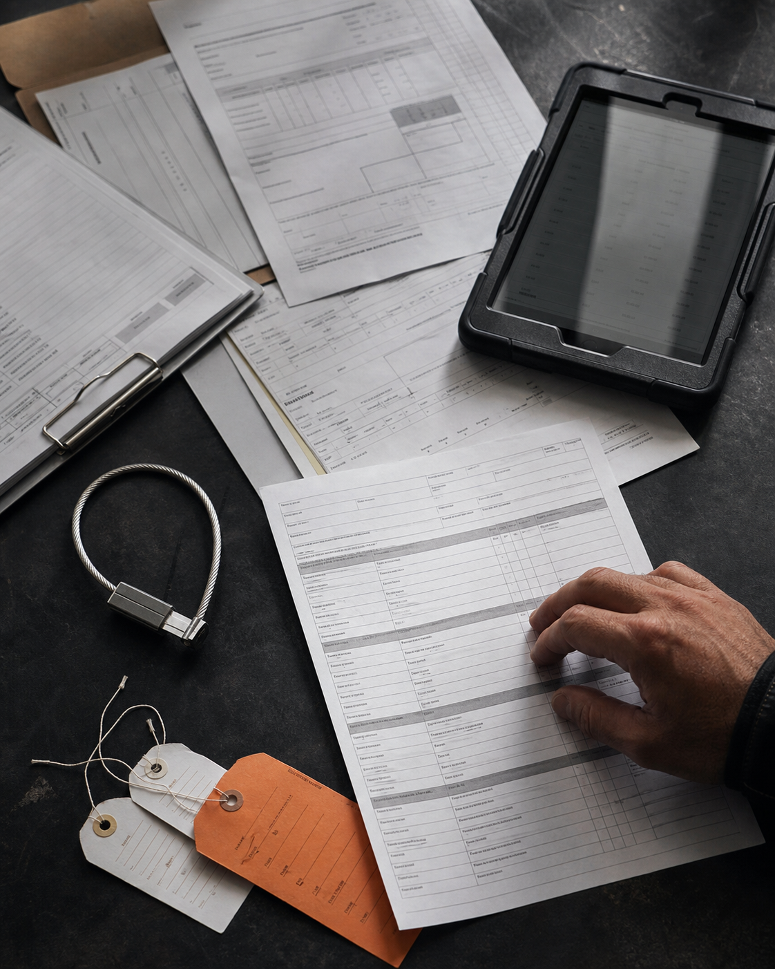 Customs documents and cargo operations equipment